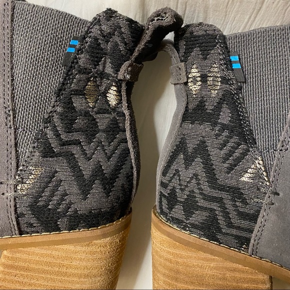 Toms Esme Iron Grey Suede & Jacquard Boots Women’s 6 Like New - Picture 9 of 14